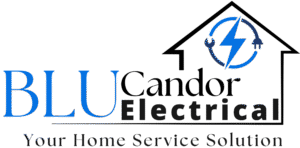 Blu Candor Electrical Simms, Texas Blu and Black Logo