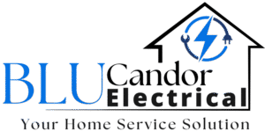 Blu Candor Electrical Simms, Texas Blu and Black Logo