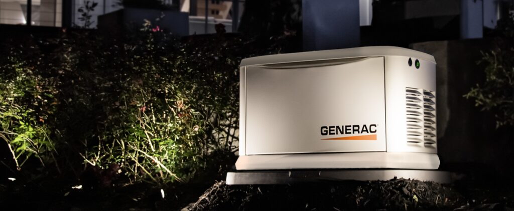 Night time Generac Generator display residential Home
